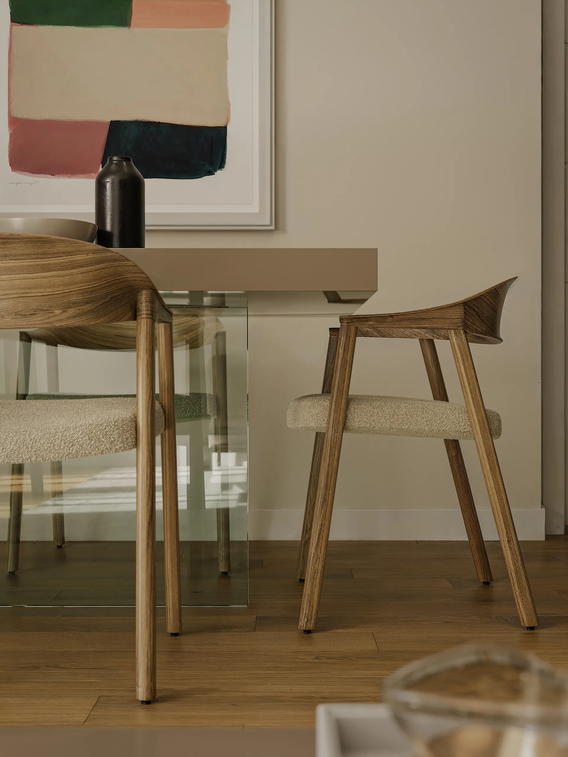 Dettaglio della zona living degli appartamenti Clivia Living Pisana con materiali di qualità e design contemporaneo.